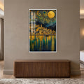 Golden Celestial Harbor with white frame