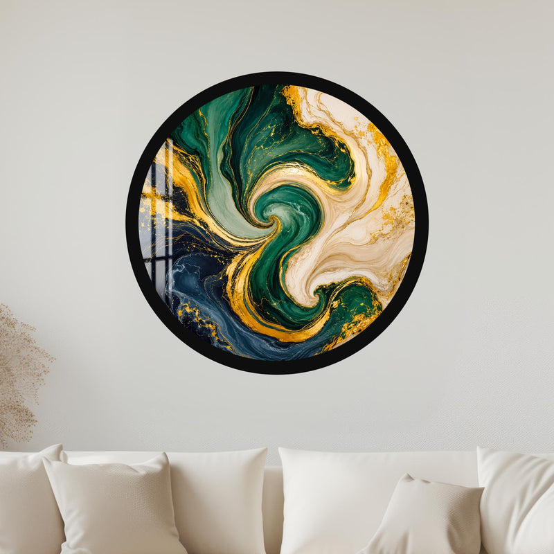 Emerald Golden Swirl with black frame
