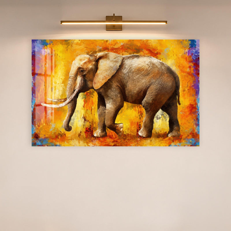 Artronauts Glass Print Sunset Elephant Glass Wall Art