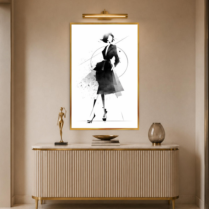 Monochrome Fashion Muse with gold frame