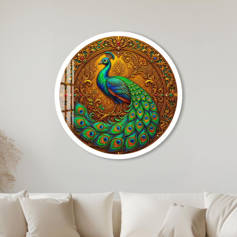 Regal Peacock with white frame