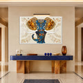Mosaic Elephant Portrait with white frame