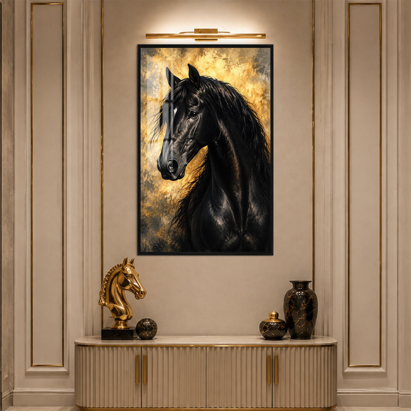 Black Stallion Portrait with black frame