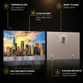 Manhattan Golden Skyline — tempered glass, ultra HD print, ready to hang