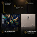 Gilded World Map — tempered glass, ultra HD print, ready to hang
