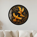 Twin Golden Swallows with black frame