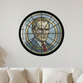 Stained Glass Portrait Medallion with black frame