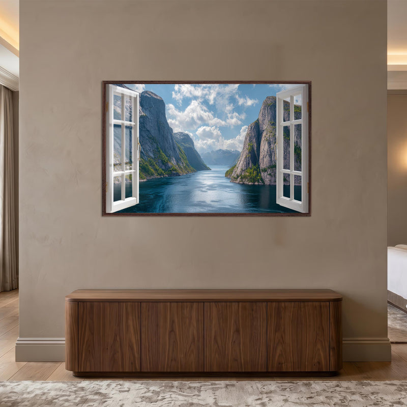 Open Window Fjord with walnut frame