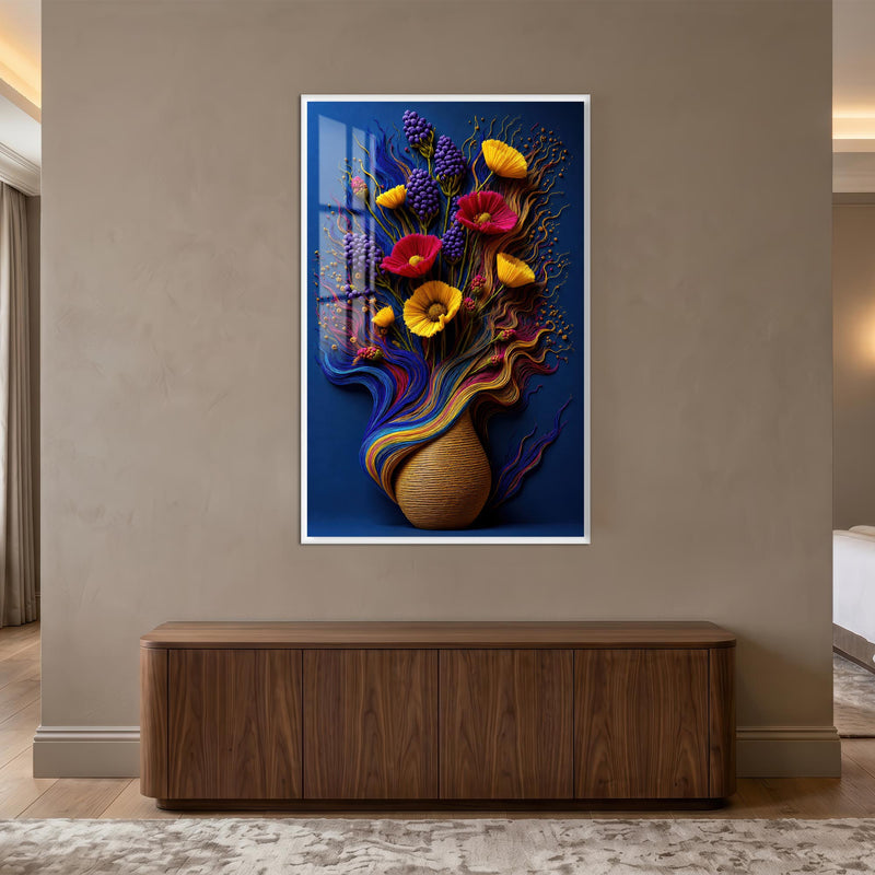 Chromatic Wildflower Bouquet with white frame