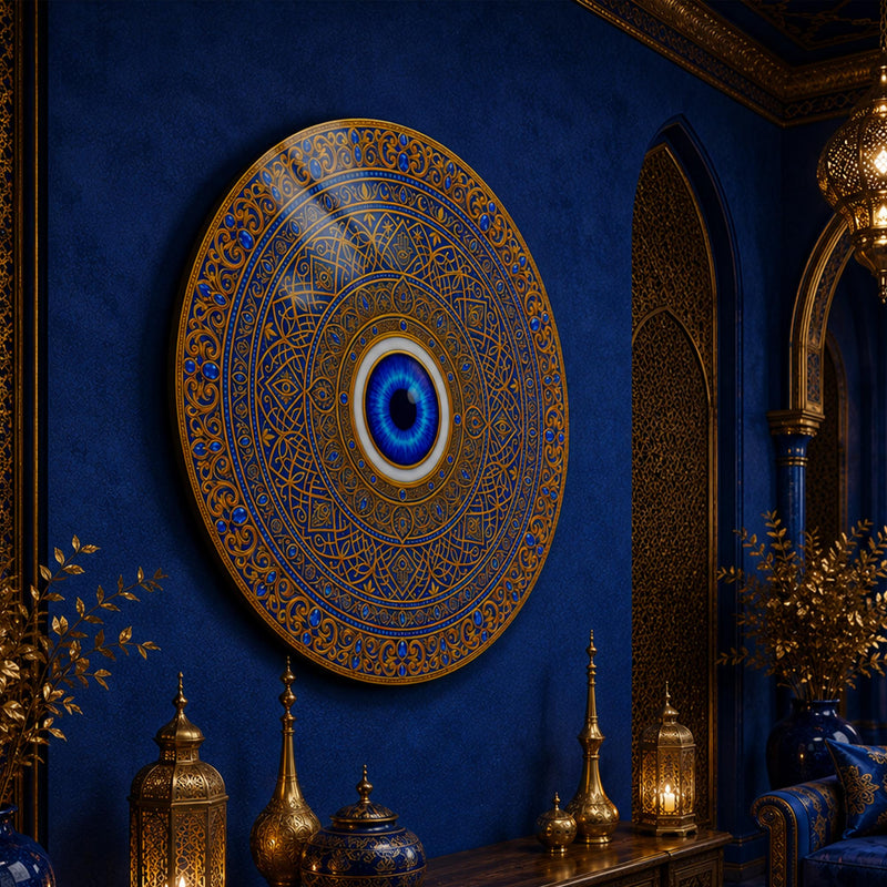 Royal Blue Guardian Eye close-up angled detail
