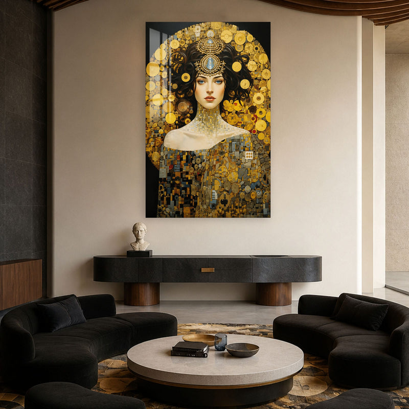 Artronauts Glass Print Golden Mosaic Muse Glass Wall Art