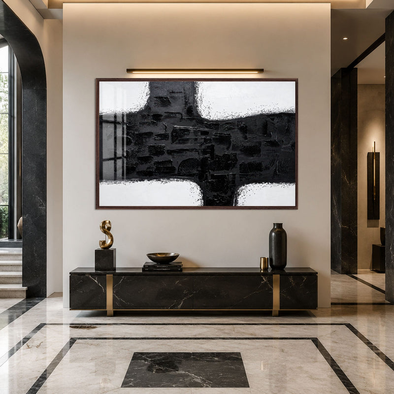 Artronauts Glass Print 18x12 cm | 7.1"x4.7" / Walnut Monochrome Cross Abstraction Glass Wall Art