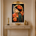 Gilded Amaryllis Muse with black frame