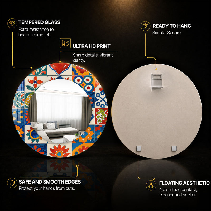 Mediterranean Tile Mosaic — tempered glass, ultra HD print, ready to hang