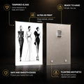 Monochrome Fashion Trio — tempered glass, ultra HD print, ready to hang