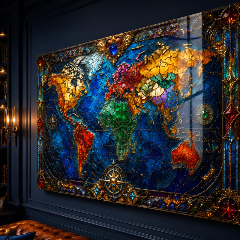 Jeweled World Map lifestyle view