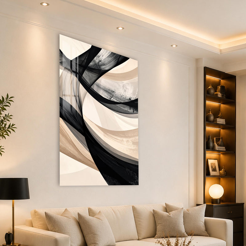Monochrome Flowing Ribbons angled lifestyle view