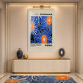 Cosmic Blue Blooms with white frame