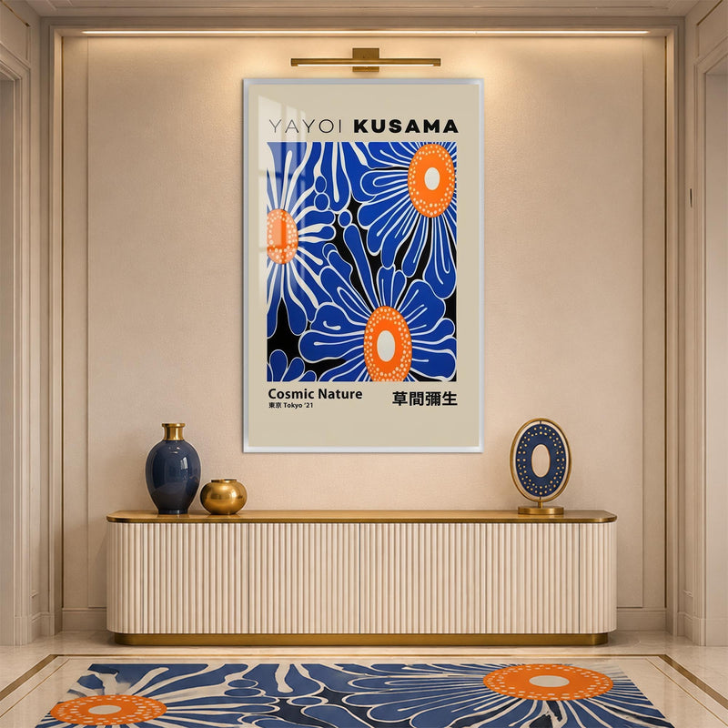 Cosmic Blue Blooms with white frame