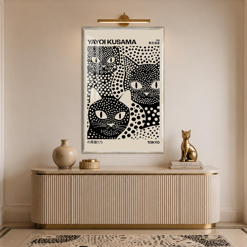 Tokyo Polka Dot Cats with silver frame