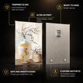 Golden Blossom Vases — tempered glass, ultra HD print, ready to hang