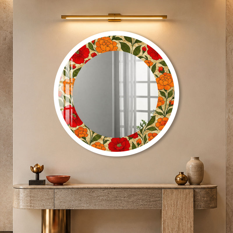 Vintage Poppy Garden with white frame
