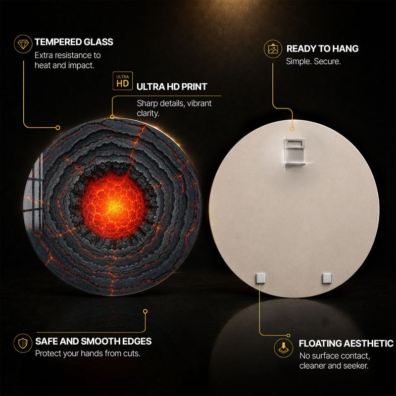 Molten Core — tempered glass, ultra HD print, ready to hang