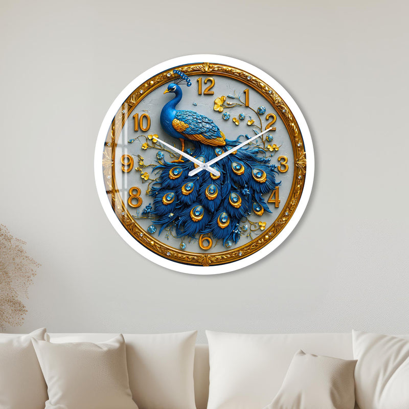 Regal Blue Peacock with white frame