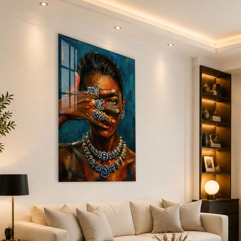 Artronauts Glass Print Sapphire Gaze Glass Wall Art