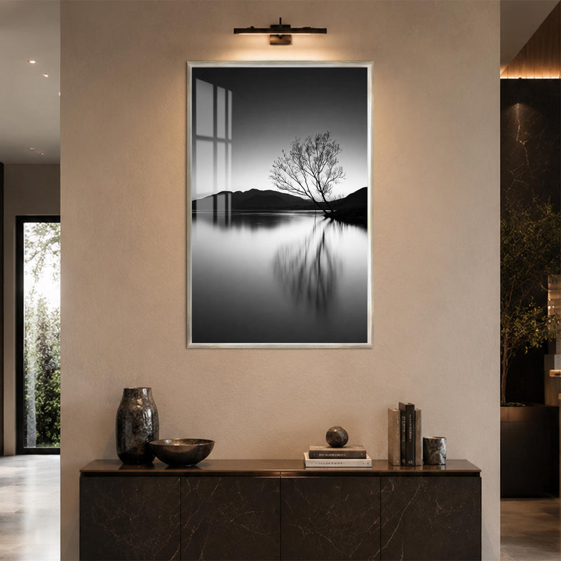 Lone Tree Reflection with silver frame