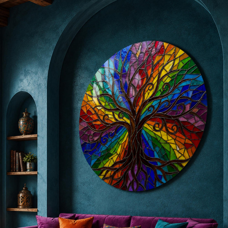Rainbow Stained Glass Tree Of Life lifestyle view