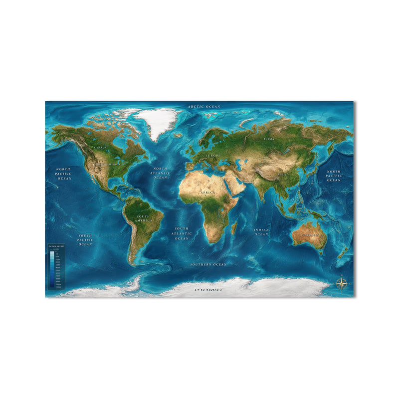 Ocean Relief World Map product shot on white background