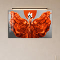 Scarlet Gown Silhouette in a modern room