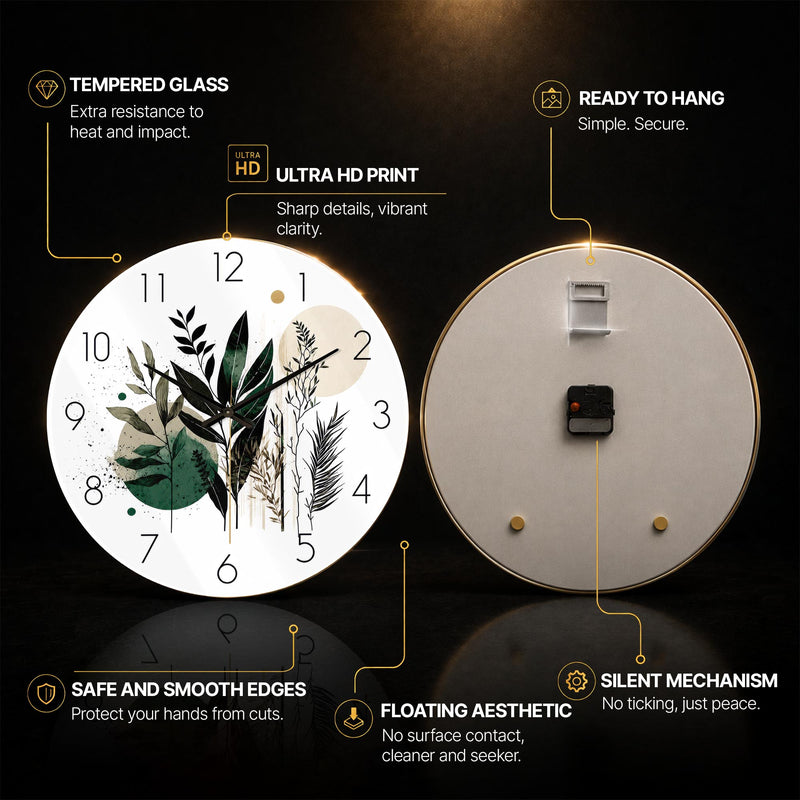 Emerald Botanical — tempered glass, ultra HD print, ready to hang