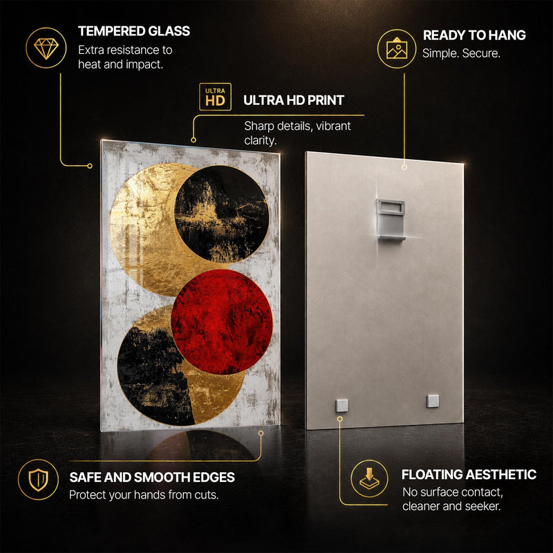 Gilded Circle Balance — tempered glass, ultra HD print, ready to hang