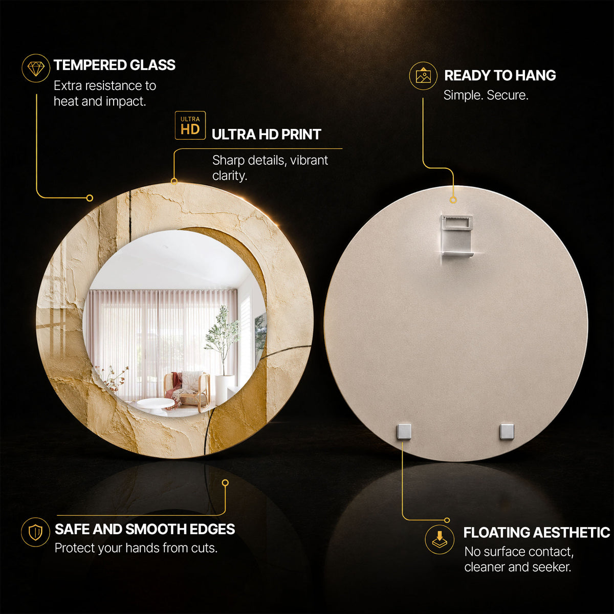 Gilded Earth — tempered glass, ultra HD print, ready to hang