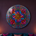 Jeweled Floral Mandala — tempered glass, ultra HD print, ready to hang