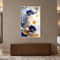 Gilded Blue Blossoms with white frame