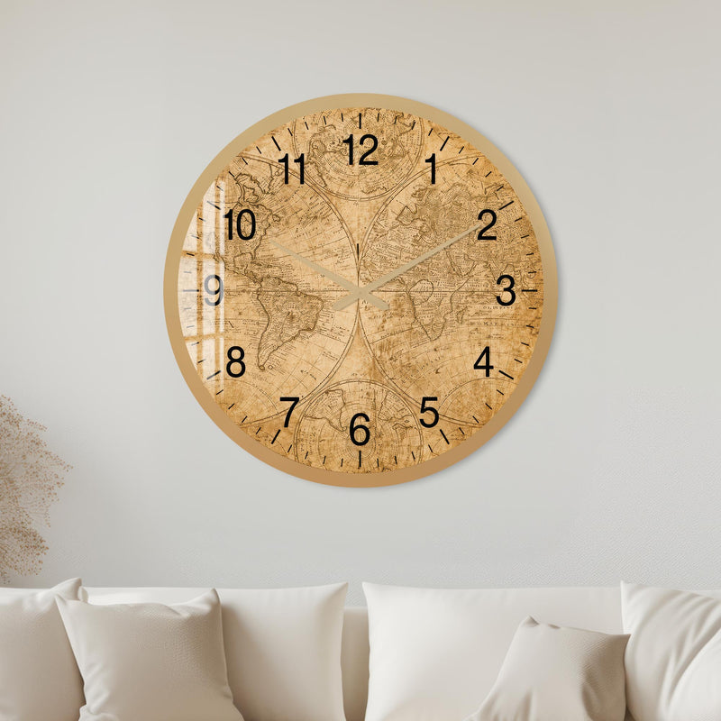 Vintage World Map with gold frame