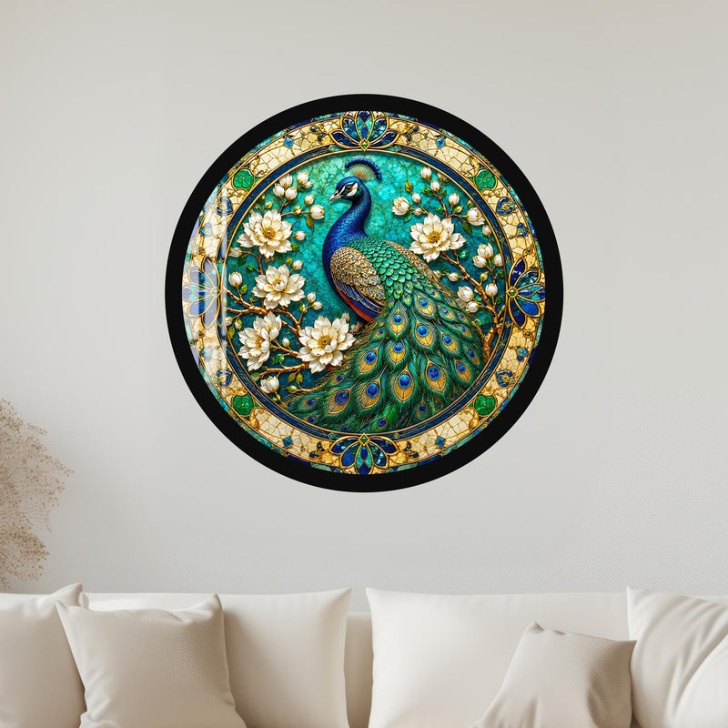Jeweled Peacock Garden with black frame