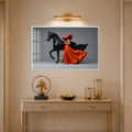 Crimson Equestrian Elegance with white frame