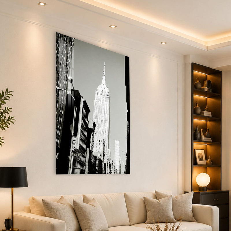 Artronauts Glass Print Empire State Monochrome Glass Wall Art