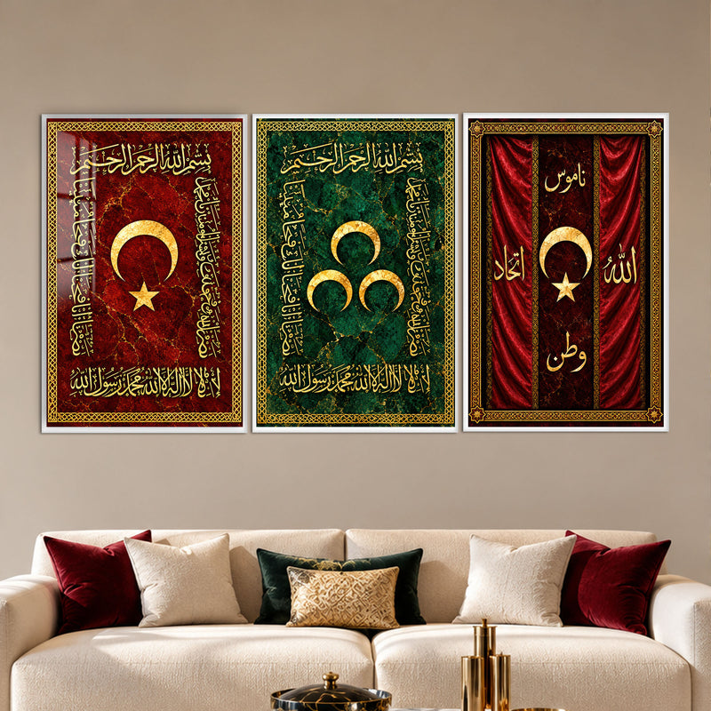 Golden Crescent Calligraphy with white frame