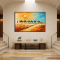 Desert Caravan Crossing with walnut frame