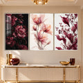 Burgundy Botanical II with silver frame