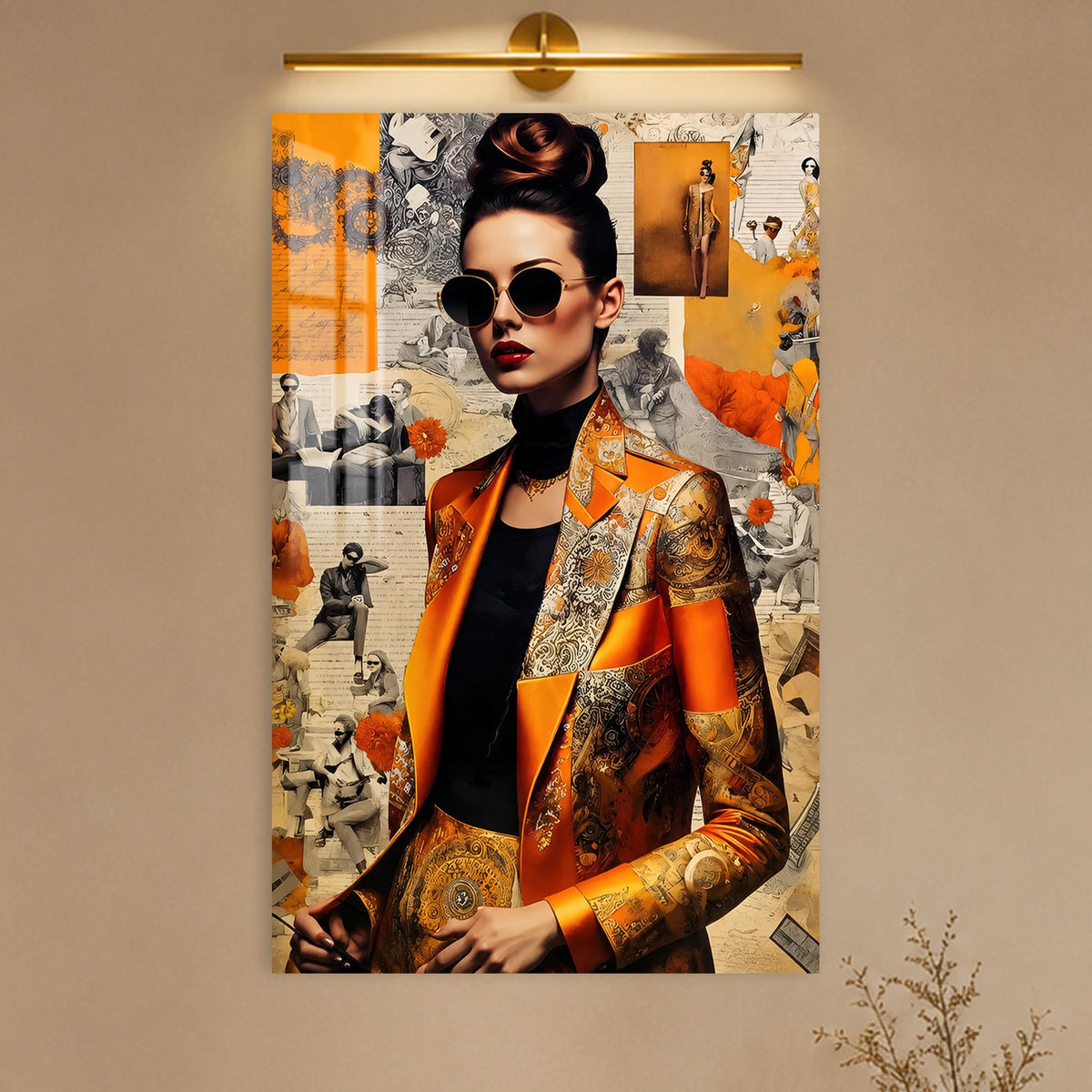 Orange Fashion Collage in a modern room
