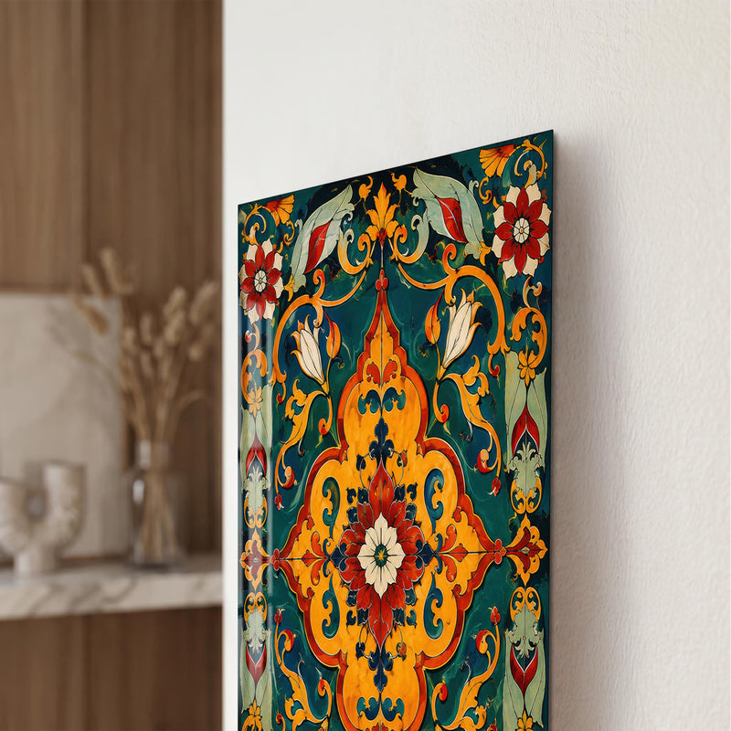 Artronauts Glass Print Emerald Floral Medallion Glass Wall Art