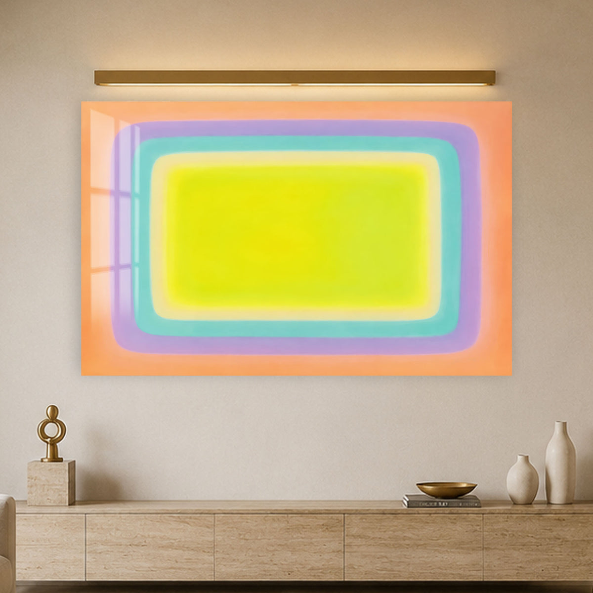 Neon Nested Rectangles in a modern room
