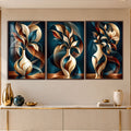 Golden Botanical Vase with walnut frame