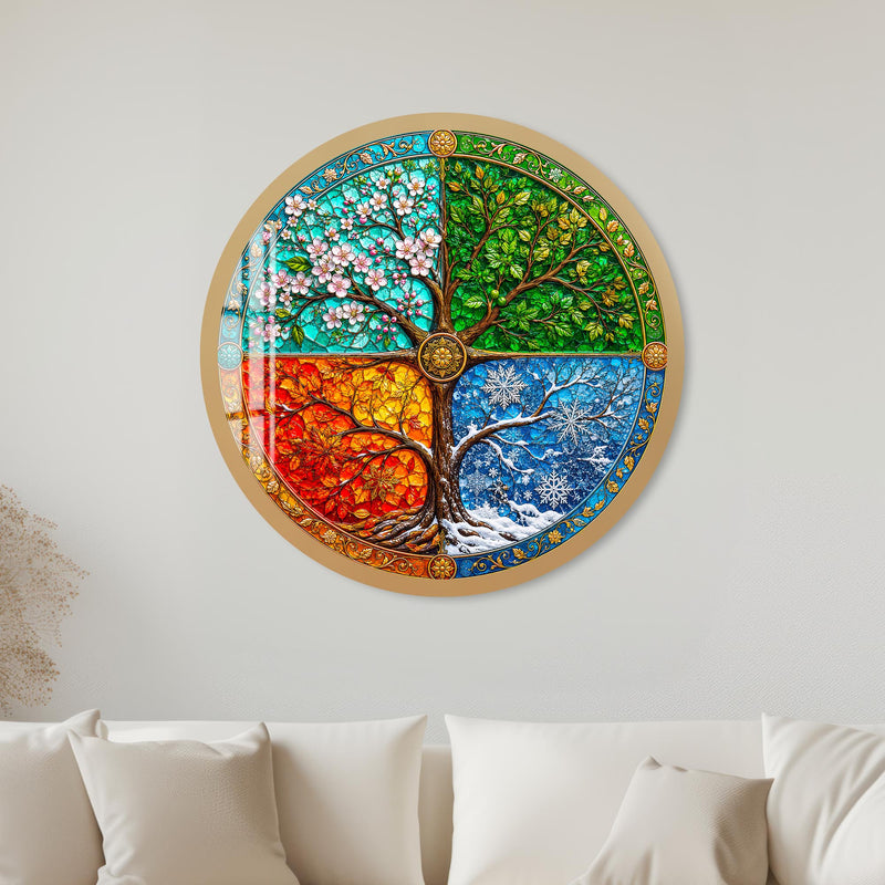 Tree of Four Seasons with gold frame